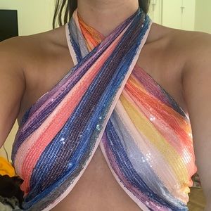 Multi color Nasty Gal sequin top